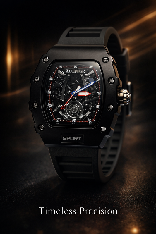 FM Analog Watch for Men & Boys – Black Dial Black Case Quartz Watch