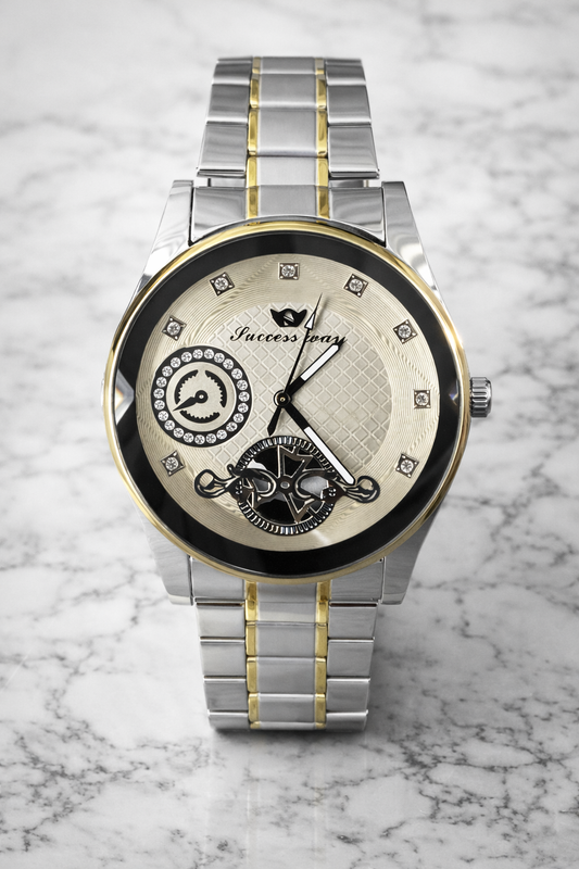 Elegant Two-Tone Analog Quartz Watch – Metal Strap